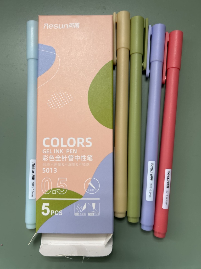 [BOL-RES-0001] Set de bolígrafos Resun Gel Punta 0.5 mm 5 colores primavera pastel 5013