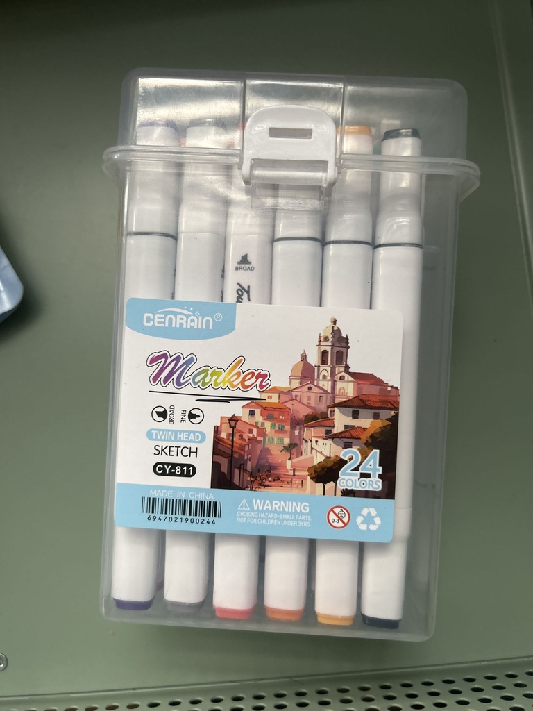 [PLU-CEN-0001] Set de plumones Cenrain Acrílicos 2 puntas 24 colores sorpresa CY-811